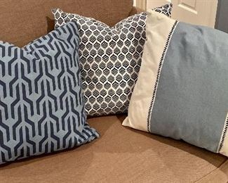 (3) Serena & Lily Down Pillows (navy, blue, white)