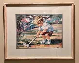 "Boy Golfing" Print - 22.5" x 18.5"