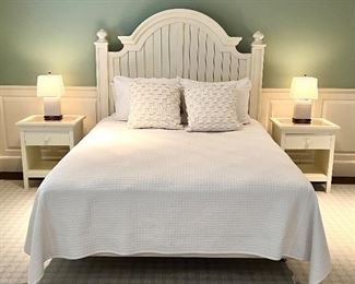 White Panel Back Queen Headboard  