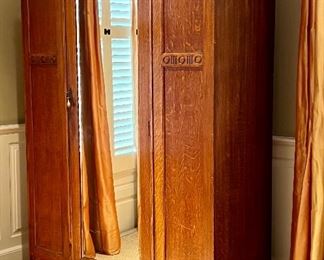 Antique Wardrobe with Mirrored Front - 49"l x 20"w x 73.5"h 