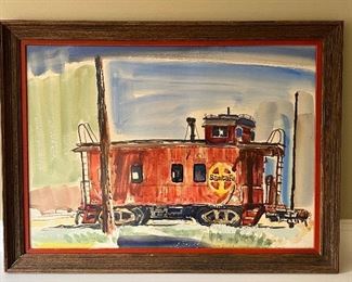 Signed "Sante Fe Yard" Watercolor - 34" x 25.25"