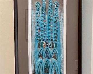 Mixed Media Signed Mulet (blue) - 12" x 24"