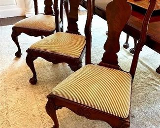(8) Dining Room Chairs with Claw on Ball Feet (6 Chairs & 2 Armchairs)                                                                                                     Chairs - 22.5"l x 18"w x 42.5"h                                                                Armchairs - 25"l x 18"w x 42.5"h