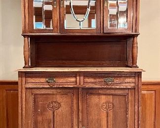Antique Oak Server - 44.75"l x 18.75"w x 87"h
