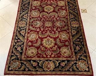 Wool Rug (black, maroon, with scrolls)