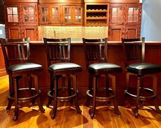 (4) Swivel Leather Bar Stools - 17.5"l x 17.5"w x 44"h & seat height - 28"
