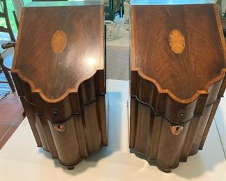 pair of 18th century inlaid mahogany knife boxes