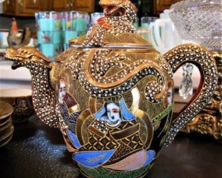 Antique Japan Satsuma Geisha Dragonware Tea Set