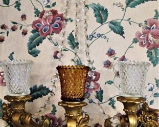 Vintage Crystal and Glass Sconces