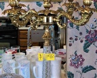 Vintage Crystal Candelabra Lamp