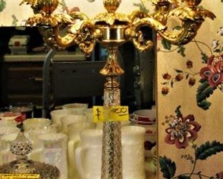 Vintage Crystal Candelabra Lamp