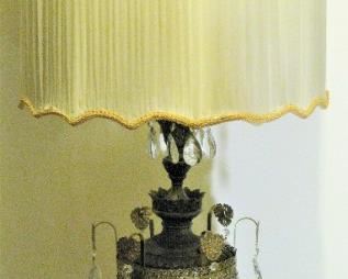 Vintage Lamp loaded with Crystals - Change the Shade and make it into a perfect Shabby Chic Piece!