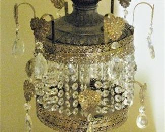 Vintage Lamp loaded with Crystals - Change the Shade and make it into a perfect Shabby Chic Piece!