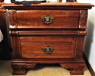 Matching Solid Wood Side Table with Clear Stone Handles