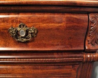 Matching Solid Wood Side Table with Clear Stone Handles