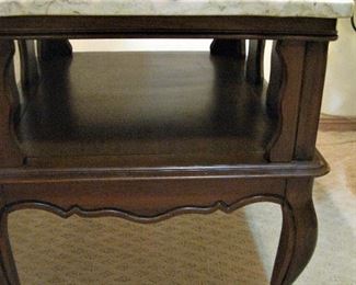 Set of Wood Marble Top Side Tables