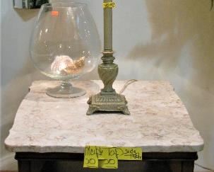 Set of Wood Marble Top Side Tables