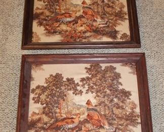 VTG Embroidered Needlepoint Framed Wall Art Hand Stitched 3D