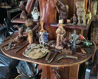Folk Art Old Man of the Woods Table with Shelf