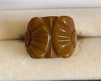 Carved Bakelite Ring