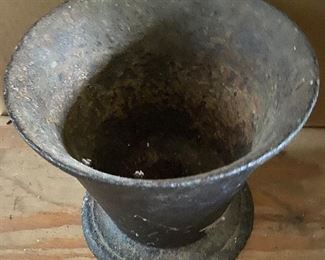 Large Old Cast Iron Mortar