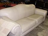 Arhaus cream leather sofa, some wear but pretty