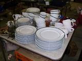 Williams Sonoma green/white dinnerware
