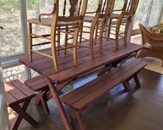 Picnic table with benches