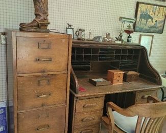 Antique oak filing cabinet