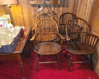 Windsor chairs and 3 drop leaf dining tables