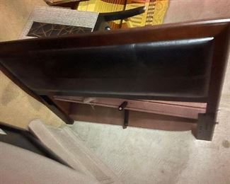 Item # 30 Full size bed wood and leather with Mattress and box spring - 74” X 54” AptDeco $350