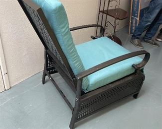 Pair of Outdoor chairs with turquoise cushions $300 - they also recline