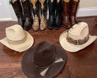 Leather cowboy boots men's: ACME, Justin's, Durango
Straw Cowboy hats, 'The Roundup' Premium Quality Beaver