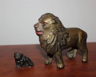 Antique Lion Bank & 1933 World's Fair Bulldog
