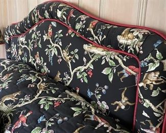 Upholstered Jungle Print Queen Headboard and Bedding. Photo 2 of 3.