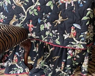 Upholstered Jungle Print Queen Headboard and Bedding. Photo 3 of 3.