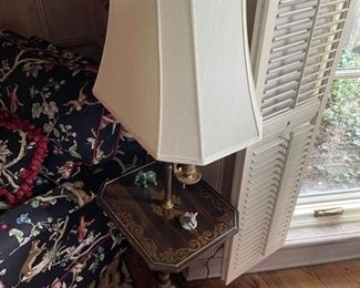 Ebony Table Floor Lamp with Hand-Stenciled Gilt Decor. Photo 1 of 2.