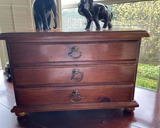 Vintage Three-Drawer Wood Jewelry Box. Photo 1 of 3.