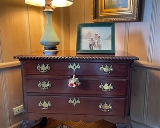 Chippendale-Style Lowboy Dresser with Ball and Claw Feet.