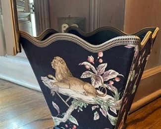 Black Waste Paper Basket with Lion Motif.