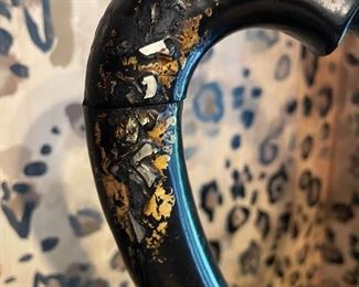 Antique Ebony Cane-Seat Chair with Hand-Painted Flowers on Frame. Photo 2 of 4.