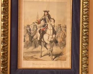 Pair of French 1675 Soldiers Etchings. Authentic. Measures 5.25 x 6.25 without Frame; 11" x 9" W with Frame. Photo 1 of 2.