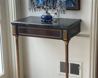 Wall-Mount Demi Lune with Marble Top - 2 Available. Each Measures 25" W x 15" D x 36" H. Photo 1 of 3.