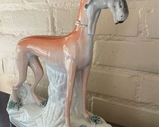 Pair of Early Staffordshire Dogs. Each Measures 12” W x 9” H. Photo 3 of 4.