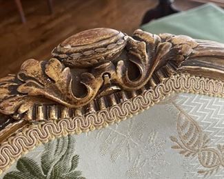 Pair of Antique Gilded Fauteuils with Floral Upholstered Down-Filled Cushions. Photo 4 of 7.