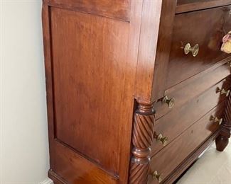 Antique Biedermeier Walnut Chest of Drawers. Features Original Mirror & Glass. Measures 48" H x 21" D x 46" W. Photo 4 of 5.