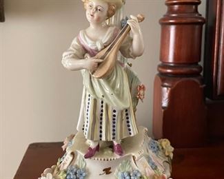 1902 Dresden Candleholders fashioned into a Pair of Boudoir Lamps. Photo 1 of 3.