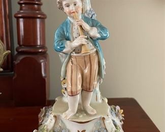 1902 Dresden Candleholders fashioned into a Pair of Boudoir Lamps. Photo 2 of 3.