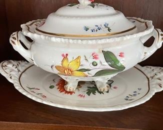 Porcelain Lidded Sauce Boat with Under Plate.