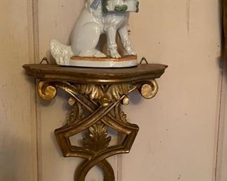 Pair of Matching Antique Staffordshire Poodles. Gilt Wall Brackets Available, too! Each Bracket Measures 8" W x 10" H. Photo 1 of 2.